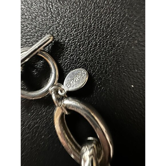 Express Silver Large Link Chain Bracelet w Faux Diamond Accent - Picture 3 of 6